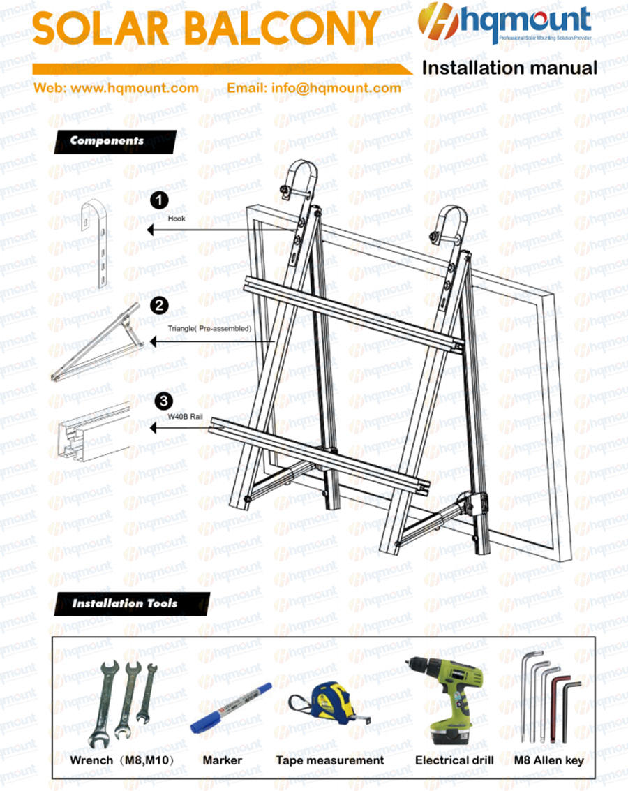 3-Side Adjustable Balcony Solar Mount – Pre-Assembled Mounting Rack for Vertical or Landscape Panels