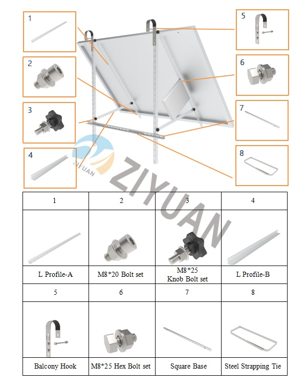 Adjustable Balcony Mounting Kit for Residential Solar Panels – Easy, Durable, and Efficient