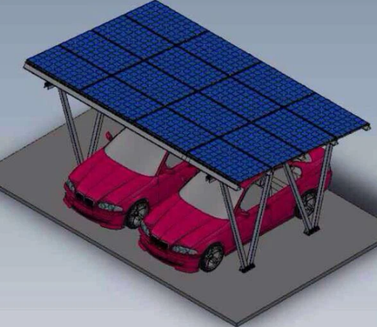 Two Car Solar Panel Carport Ground Mounting System Aluminum Double Canopy Carports Racks For Parking Lot