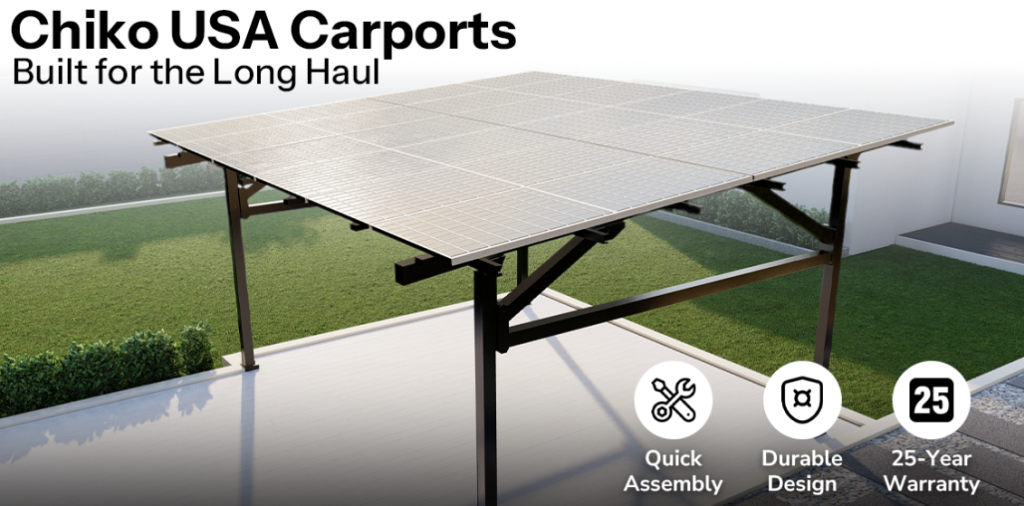 CHIKO Signature Solar Carport Sleek Steel Pergola Design with Integrated Solar Power
