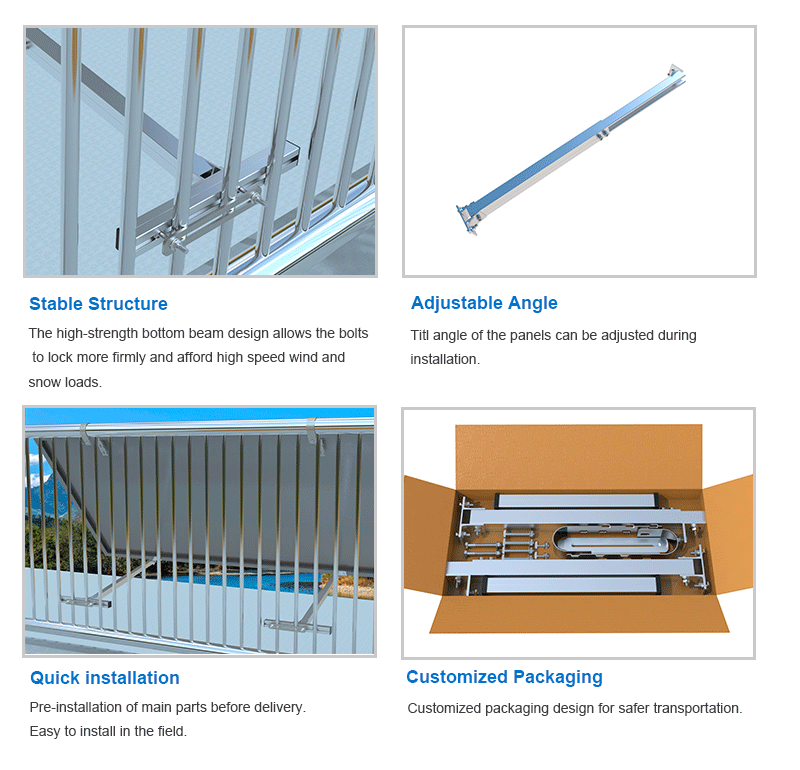 Low Cost Easy Balcony Angled Solar Panel Kits Adjustable Balcony Solar Mounting Bracket