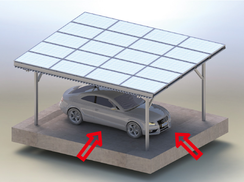 Aluminum Waterproof Carport Mounting System Discount – Four-Pole Solar Carport