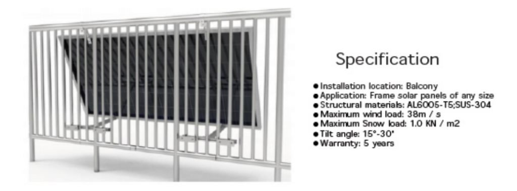 Low Cost Easy Balcony Angled Solar Panel Kits – Adjustable Mounting Brackets