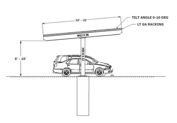 Single Column Single T – Solar Carport System