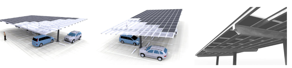 Double Purlin Over with End Cantilever – Solar Carport System