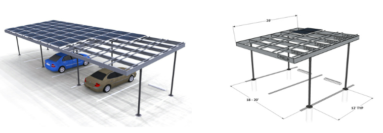 Two Column Single – Solar Carport System