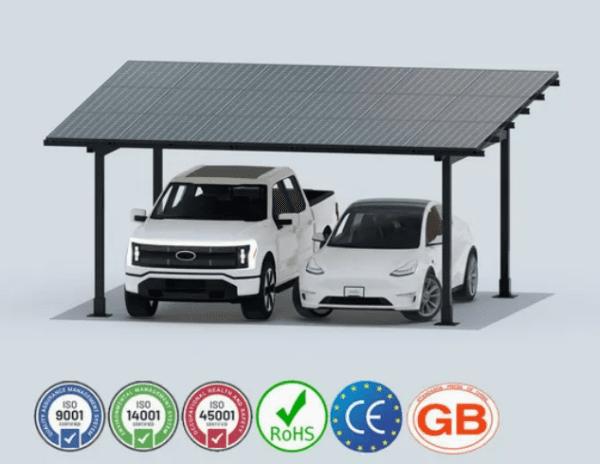 Black Solar Carport Mounting System