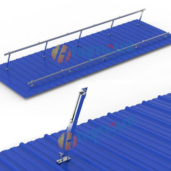 Flat Tin Roof Adjustable Tilt Solar Mounting System