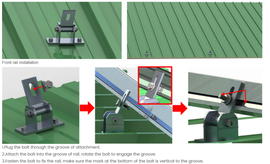 Flat Tin Roof Adjustable Tilt Solar Mounting System