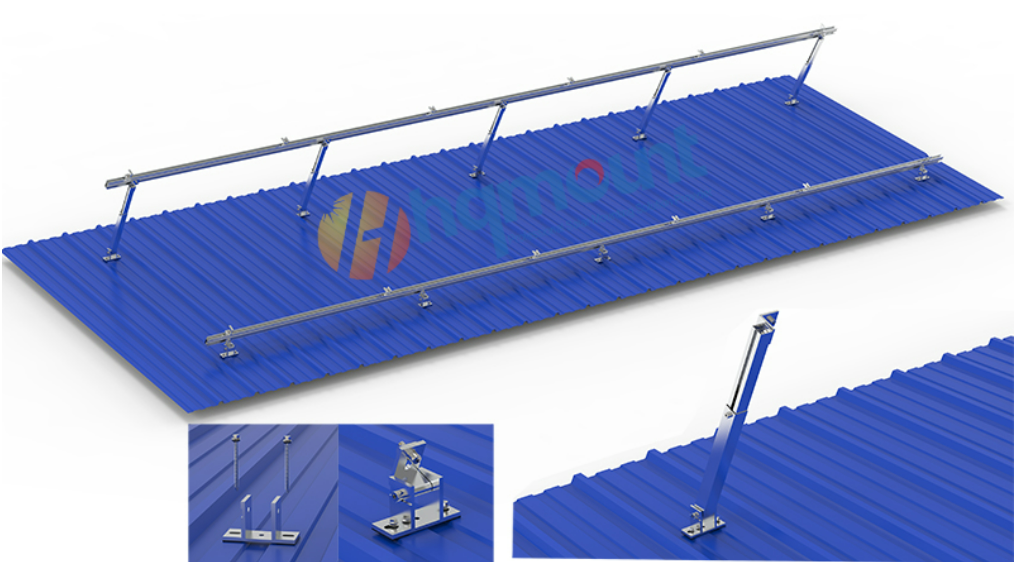 Flat Tin Roof Adjustable Tilt Solar Mounting System