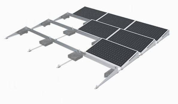 Flat Roof Solar Ballast with Wind Shield