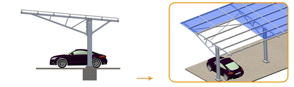 Single Post Solar Carport PV Panel Carport Mounting Structures Single Post Solar Carport
