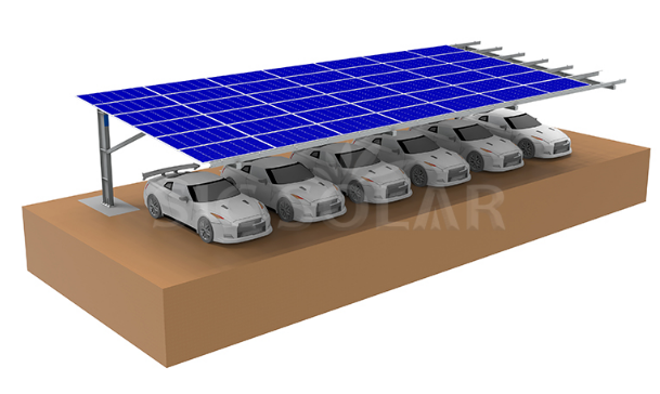 Carbon Steel Carport Mounting System PV Parking Structure Solar