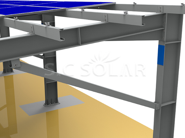 Carbon Steel Carport Mounting System PV Parking Structure Solar