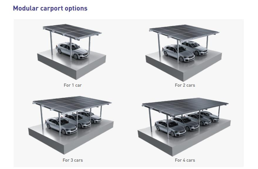 Low-Maintenance Silver Aluminum Solar Carport Frame
