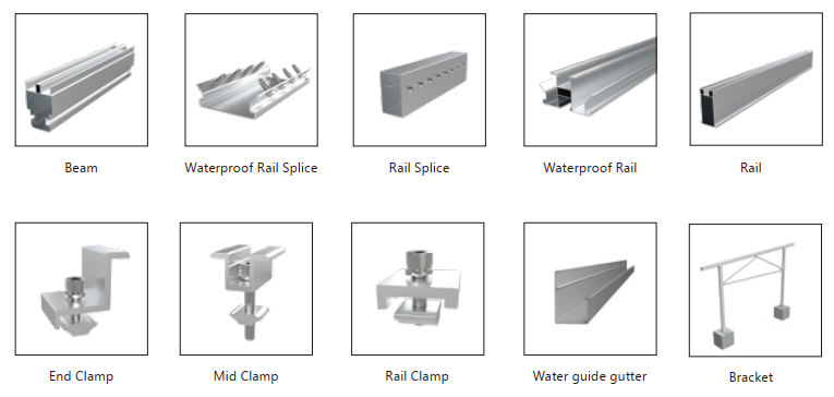 Waterproof Aluminum Brackets for Solar Carports – N-Type Racking System