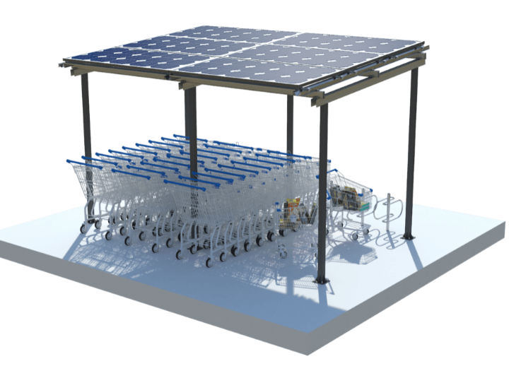 BS-03 Waterproof Shopping Cart Shed Mounting | Weatherproof Supermarket Trolley Shelter
