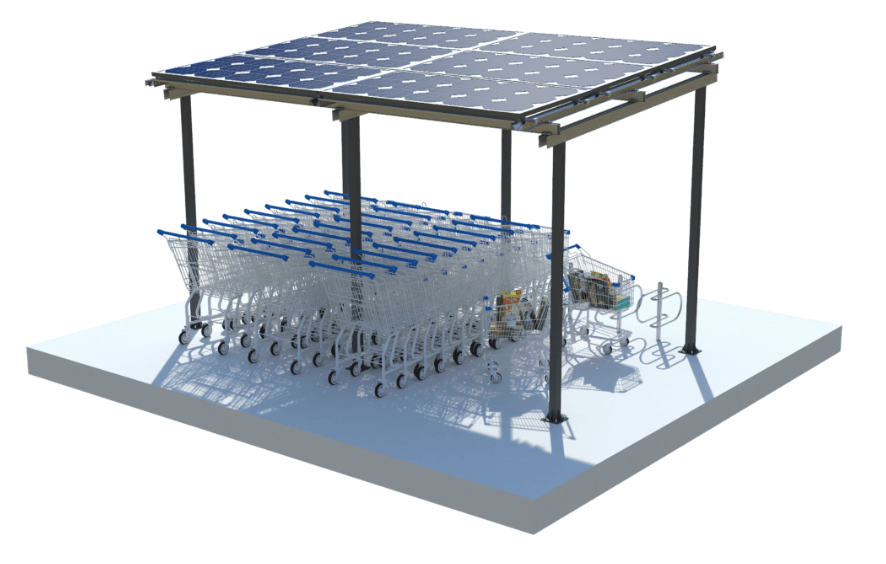 BS-03 Waterproof Shopping Cart Shed Mounting | Weatherproof Supermarket Trolley Shelter